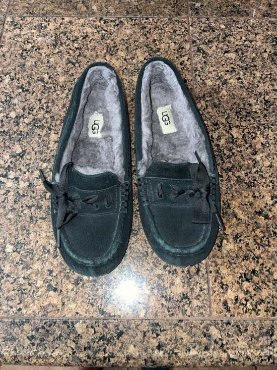 UGG Shoes - UGG Ansley Suede Moccasin Slippers Black